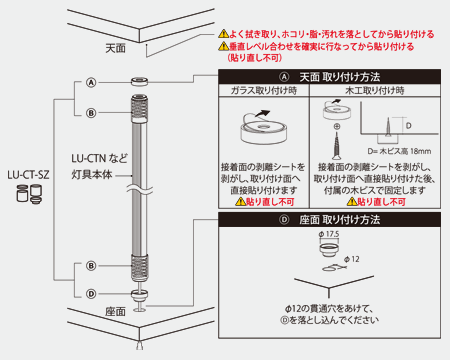 コードを下穴に通す設置