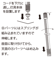 コードを下穴に通す設置