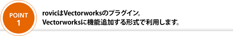 rovicはVectorworksのプラグイン。Vectorworksに機能追加する形式で利用します。