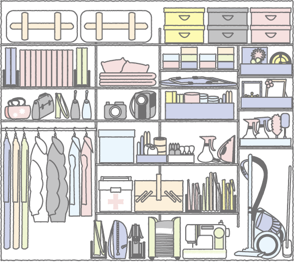 帰宅時のコートとくらしの道具収納